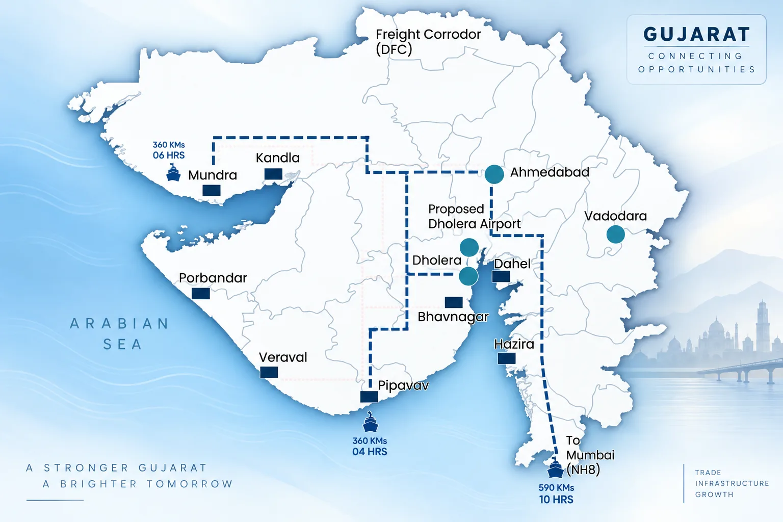 Dholera location within Gujarat